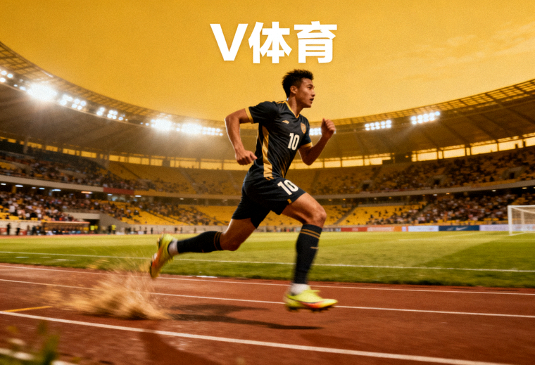 球员在体育场内奔跑的画面，V体育关于平台栏目配图