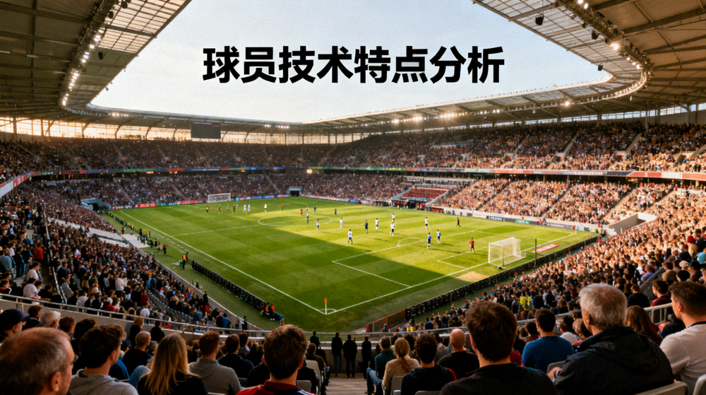 体育场内观众席全景与球场画面，球员技术特点分析文章配图